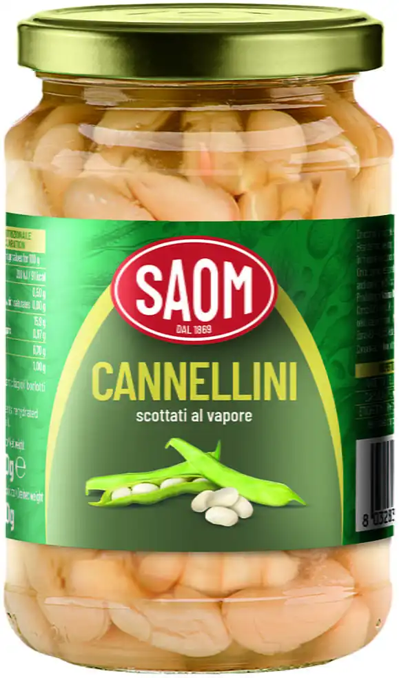 SAOM FAGIOLI CANNELLINI SCOTTATI AL VAPORE IN VETRO 360 GR.