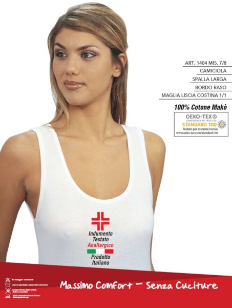 Canottiera donna in cotone spalla larga Leable 1404 Tg.7/8 Bianco