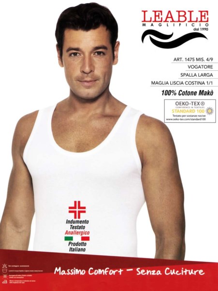 Canottiera uomo in cotone spalla larga Leable 1475