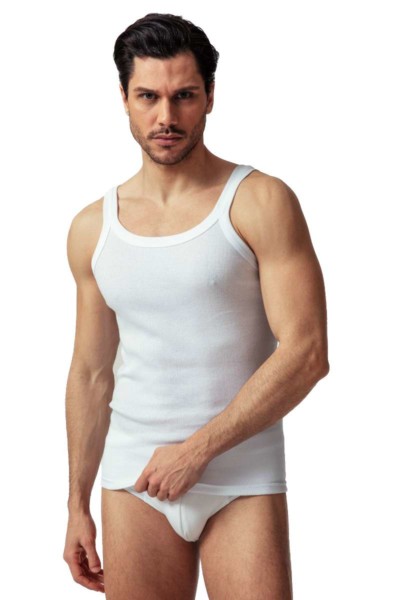 CANOTTA UOMO SPALLA STRETTA IN COTONE COSTINA OLTREMARE 1590