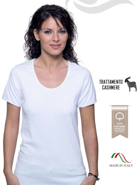 Maglia donna a manica corta in cotone interlock felpato Leable 259