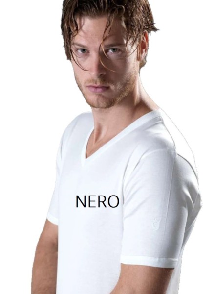 Maglia intima uomo scollo a v filo di scozia Gicipi 261 Nero tg 8