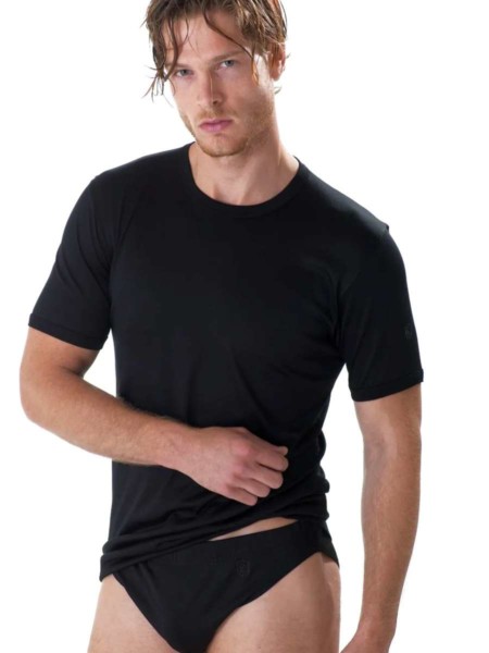 Maglia uomo girocollo filo di Scozia Gicipi 261 Tg.8 NERO