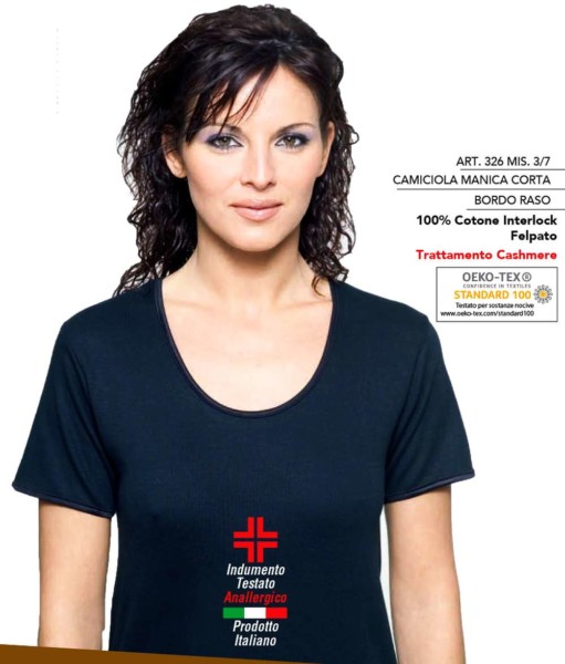 Maglia donna a manica corta in cotone interlock felpato Leable 326