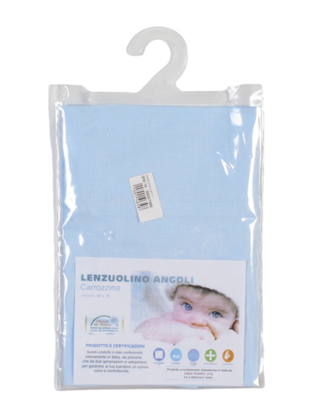 LENZUOLINO CON ANGOLI PER CARROZZINA NEONATO PRIMI PASSI 35x75