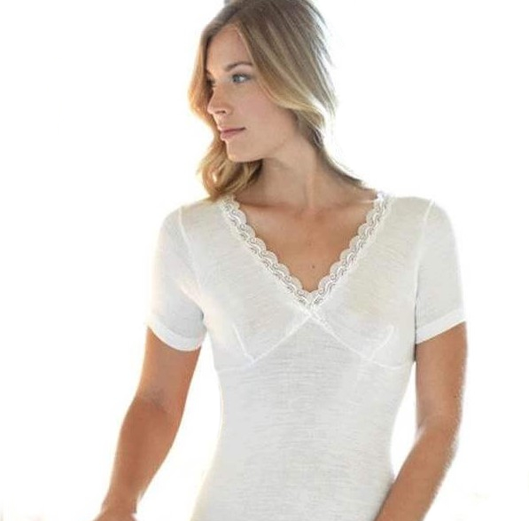 Maglia intima donna misto lana manica corta forma seno Gicipi 424
