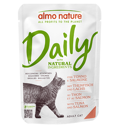 ALMO NATURE DAILY CATS: TONNO E SALMONE 70 GR.