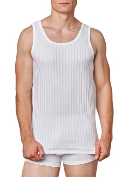 Canotta uomo spalla larga filo di scozia scarto ago Gicipi 281 Bianco tg 8