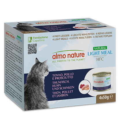 ALMO NATURE HFC NATURAL LIGHT MEAL: TONNO, POLLO E PROSCIUTTO 4x50 GR.