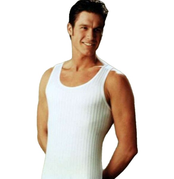 Canotta uomo spalla larga filo di scozia scarto ago Gicipi 281 Bianco tg 3-7