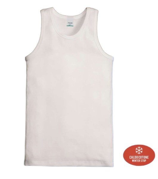 Canottiera uomo spalla larga in cotone felpato Fragi 760 bianco