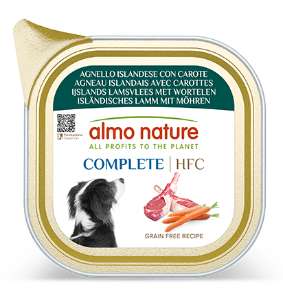 ALMO NATURE HFC COMPLETE DOGS: AGNELLO ISLANDESE E CAROTE 85 GR.