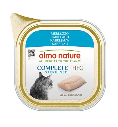 ALMO NATURE HFC COMPLETE STERILISED CATS: MERLUZZO 85 GR.