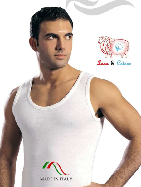 Canottiera uomo a spalla larga lana e cotone Leable art.87 Tg.10-12