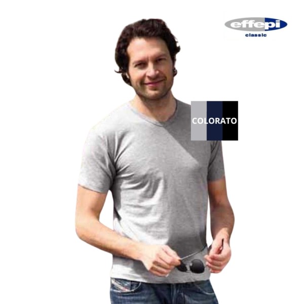 T-shirt unisex in cotone con scavo a V Effepi 864 COLORATO