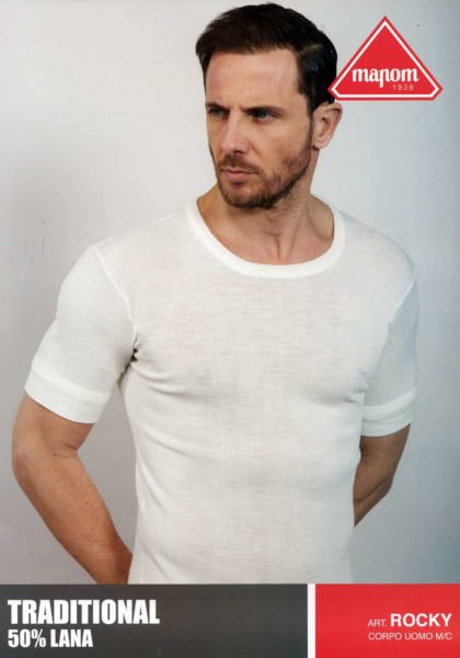 MAGLIA IN MISTO LANA UOMO MAPOM ROCKY T-SHIRT BIANCO MELANGE