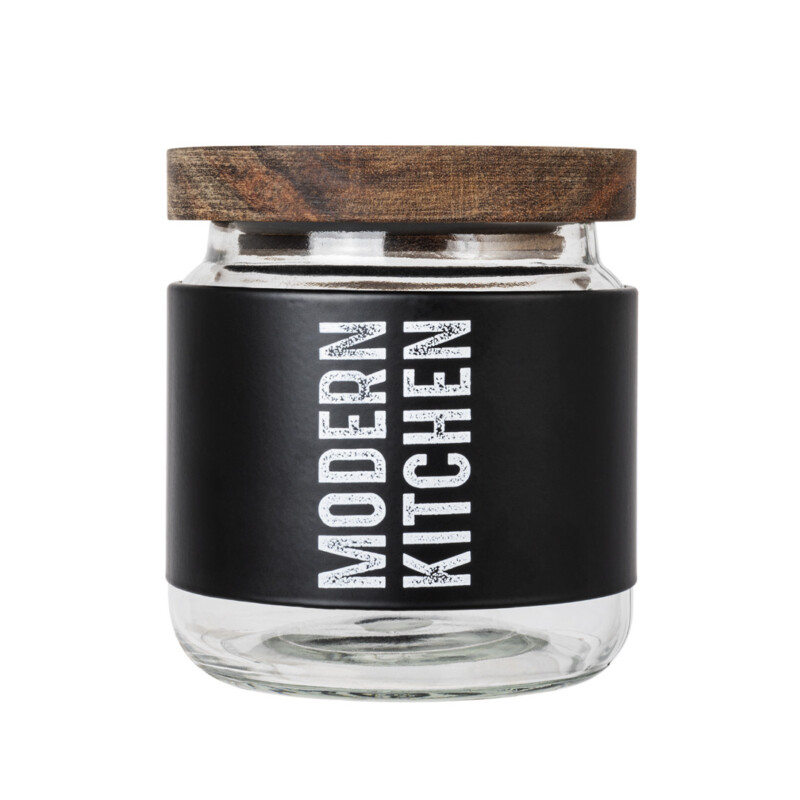 BARATTOLO IN VETRO CON COPERCHIO IN ACACIA 500ML