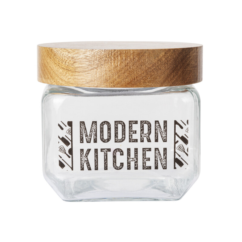 BARATTOLO IN VETRO CON COPERCHIO IN ACACIA 800ML