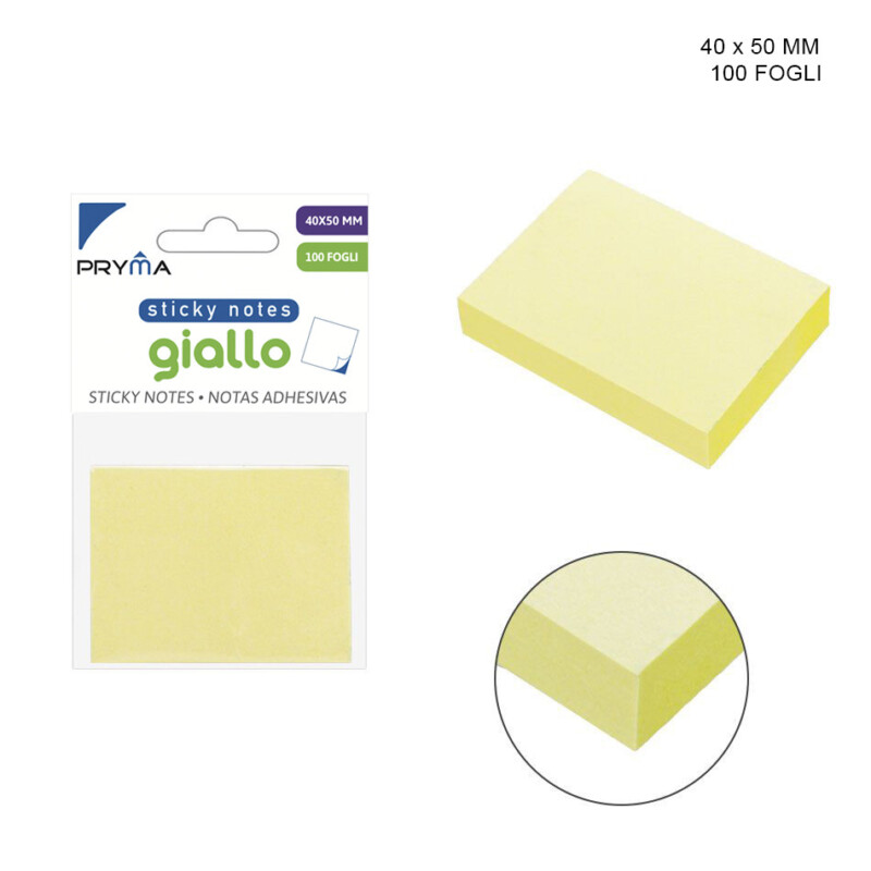 BLOCK NOTES ADESIVO 40x50MM 100 FOGLI GIALLO
