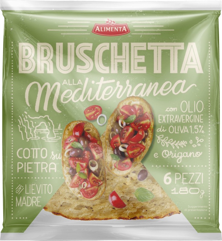 ALIMENTA BRUSCHETTA CON LIEVITO MADRE, OLIO EXTRAVERGINE DI OLIVA E ORIGANO 6 PEZZI 180 GR.