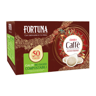 FORTUNA CAFFร CLASSICO, 50 CIALDE COMPOSTABILI COMPATIBILI CON MACCHINE ESPRESSO CASA