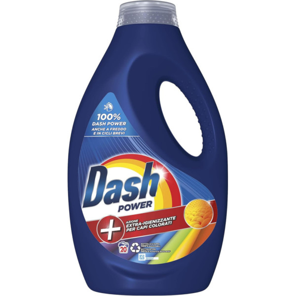 DASH POWER DETERSIVO BUCATO AZIONE EXTRA-IGIENIZZANTE PER CAPI COLORATI 20 LAVAGGI 1 LT.