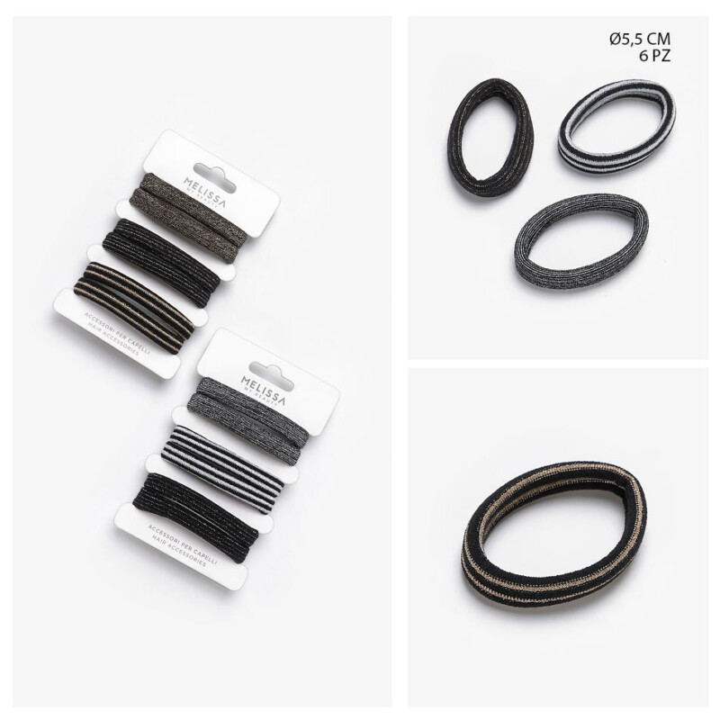 ELASTICI PER CAPELLI ARGENTATI 5.5CM - 6PZ