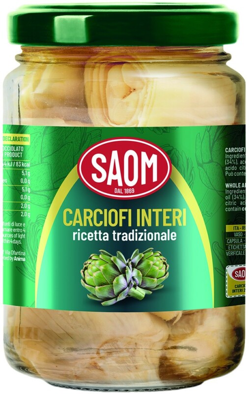 SAOM CARCIOFI INTERI RICETTA TRADIZIONALE IN VETRO 280 GR.