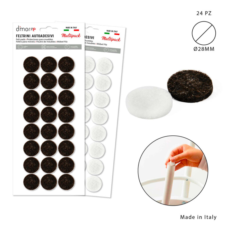 FELTRINO AUTOADESIVO TONDO 2.8CM - 24 PEZZI