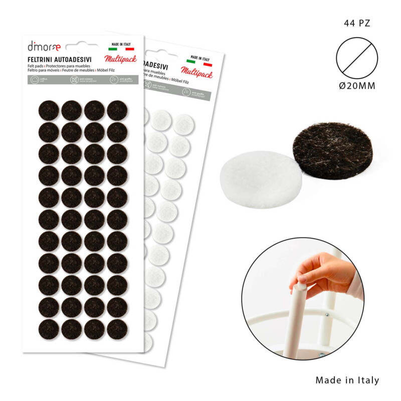 FELTRINI AUTOADESIVI TONDI 2CM - 44 PEZZI