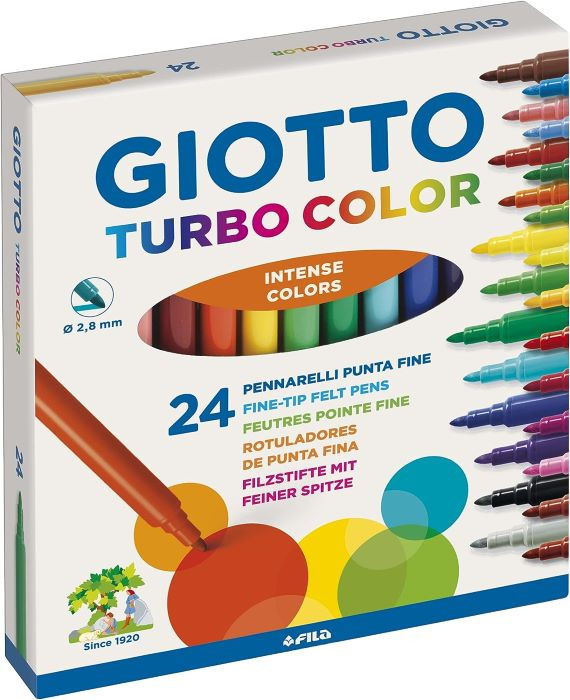 GIOTTO PENNARELLI TURBO COLOR A PUNTA FINE INTENSE COLORS CONFEZIONE DA 24 PEZZI