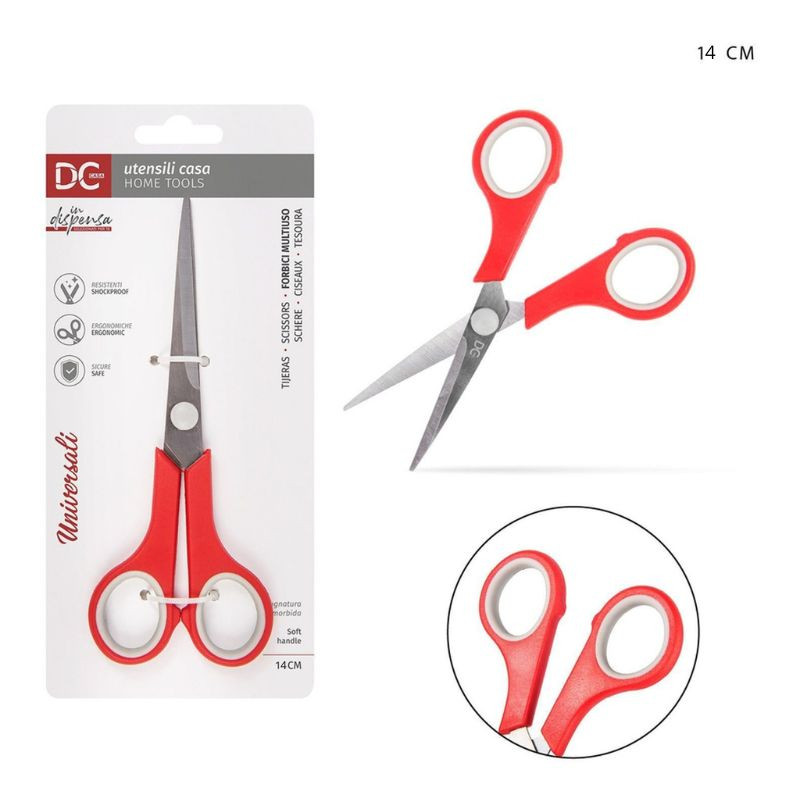FORBICI MULTIUSO CON IMPUGNATURA MORBIDA IN DISPENSA 14 CM.