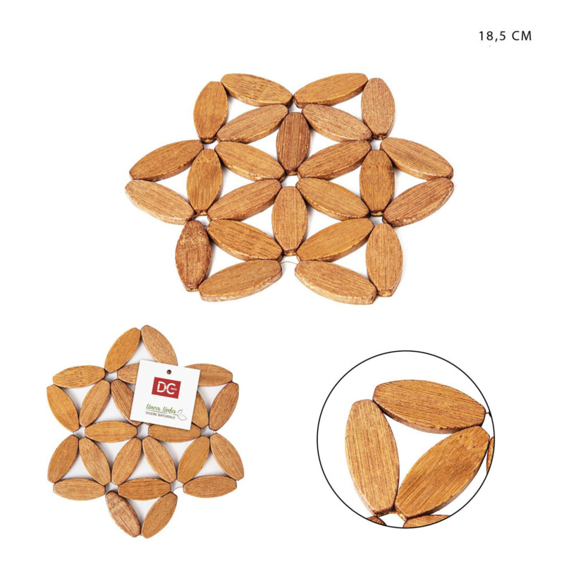 LINEA LINFA VIVERE NATURALE SOTTOPENTOLA IN BAMBOO A FORMA DI FIORE 18.5 CM.