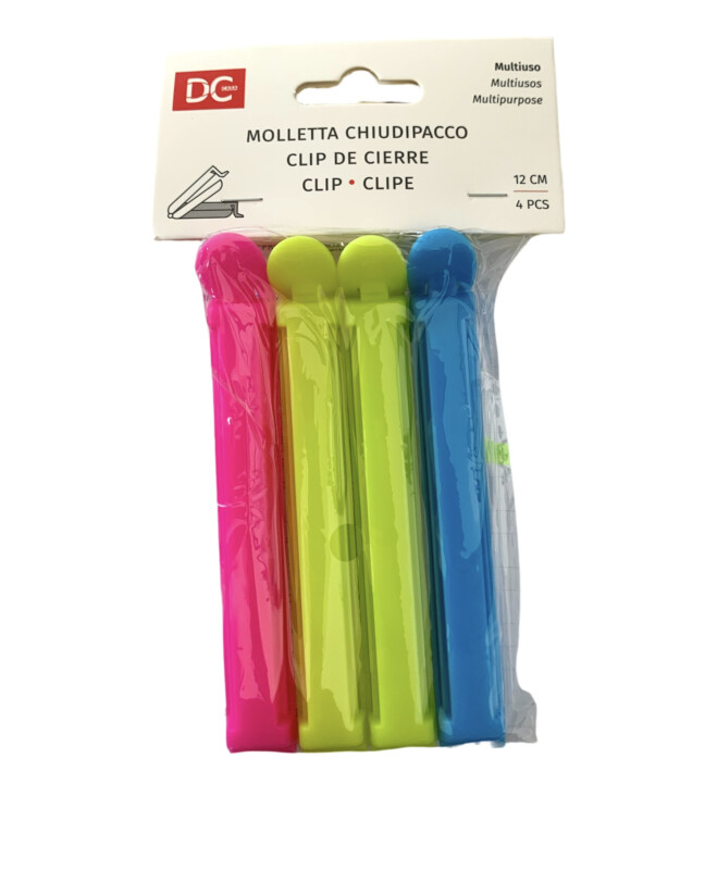 MOLLETTE CHIUDIPACCO COLORATE 4 PZ - 12 CM