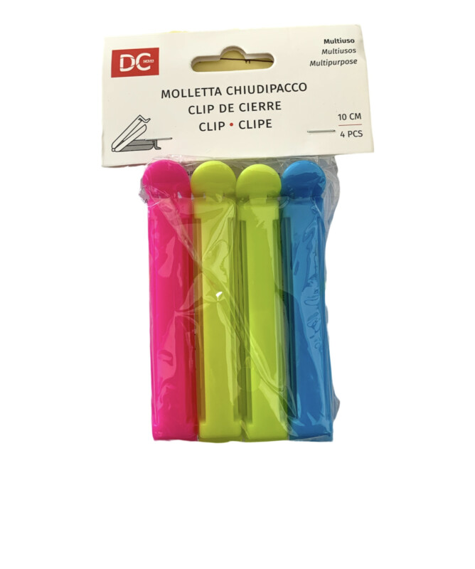 MOLLETTE CHIUDIPACCO COLORATE 4PZ - 10 CM