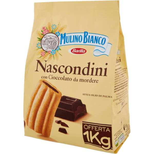 MULINO BIANCO BISCOTTI NASCONDINI CON CIOCCOLATO DA MORDERE FORMATO CONVENIENZA 1 KG.