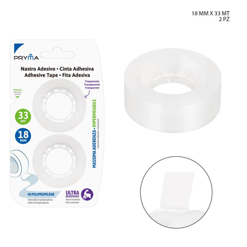 NASTRO ADESIVO TRASPARENTE 18MMx33M 2PZ