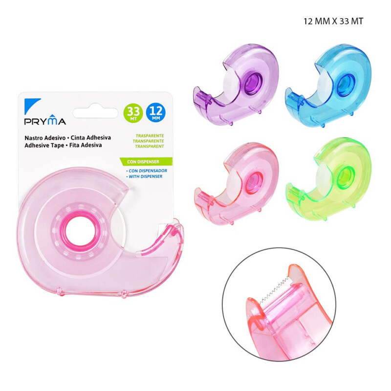 NASTRO ADESIVO TRASPARENTE+DISPENSER 12MMx33MM