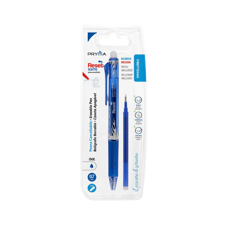 PENNA CANCELLABILE RESET A SCATTO BLU RESET 0.7MM + RICARICA