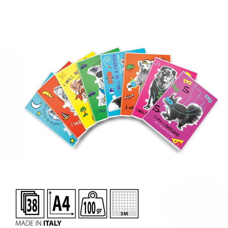 PIGNA I WILL BE QUADERNONE A4 A QUADRETTI DI 5 MM SENZA MARGINI