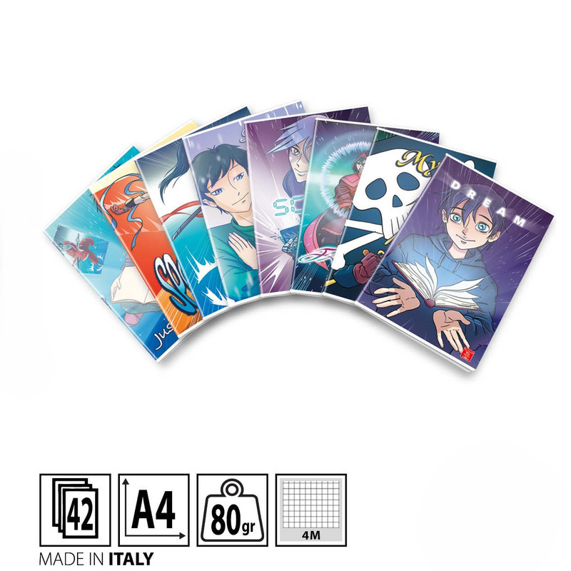 PIGNA MANGA QUADERNONE A4 A QUADRETTI DI 4 MM SENZA MARGINI