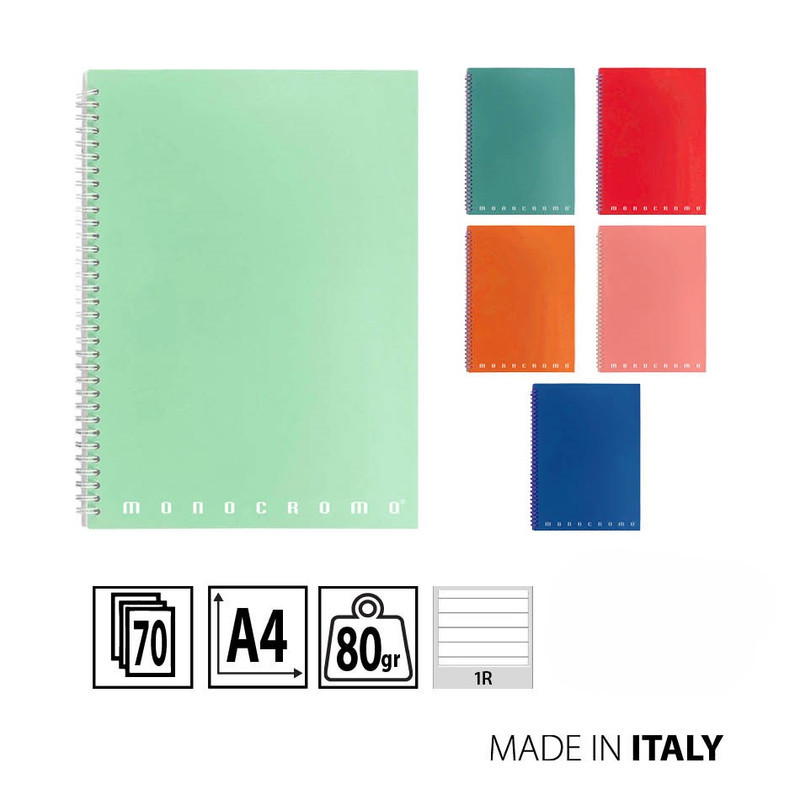 PIGNA MONOCROMO QUADERNONE A SPIRALE A RIGHE SENZA MARGINI 1R