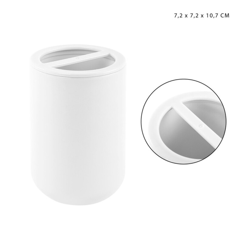 PORTA SPAZZOLINI IN PLASTICA BIANCO - 7.2X7.2X10.7CM