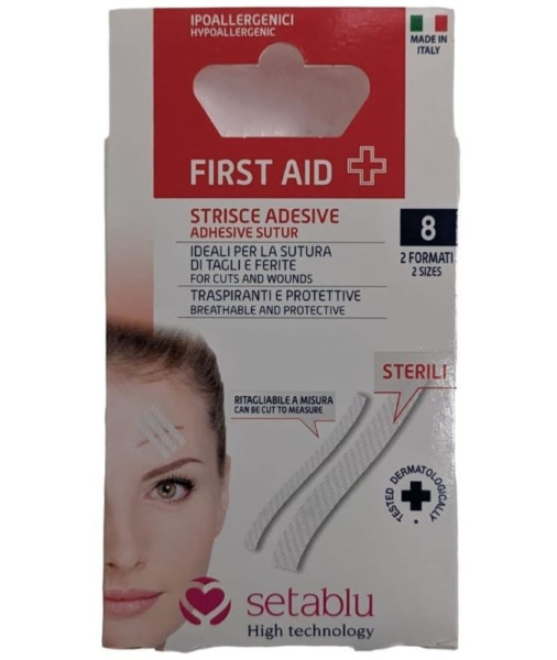SETABLU STRISCE ADESIVE STERILI PER SUTURA - CONFEZIONE DA 8 STRISCE PER USO TOPICO IN 2 FORMATI