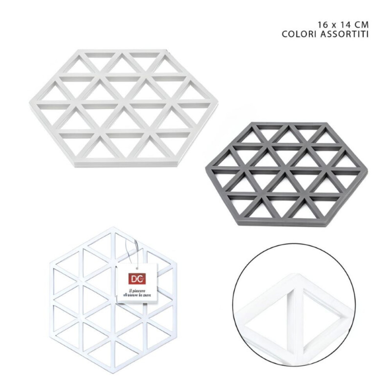 SOTTOPENTOLA ESAGONALE TRAFORATO A TRIANGOLI 16x14 CM.