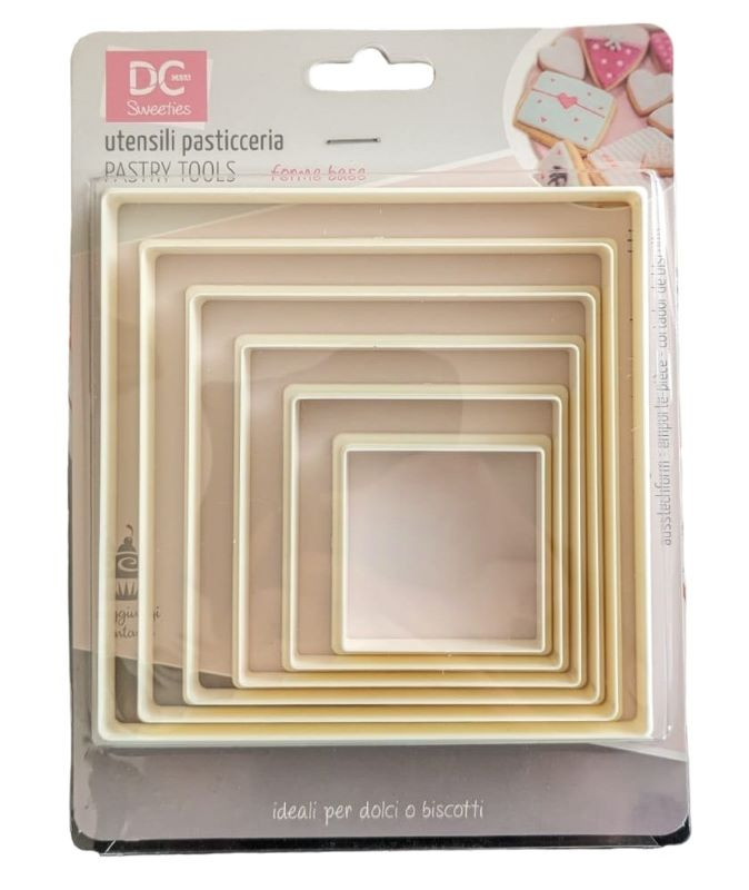 STAMPI PER DOLCI A FORMA DI QUADRATO CONFEZIONE DA 6 PEZZI