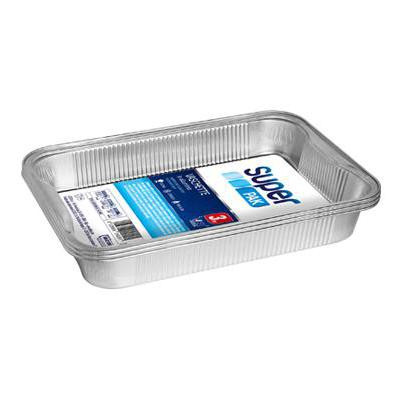 SUPER PAK VASCHETTE 4 PORZIONI IN ALLUMINIO SENZA COPERCHIO 3 PEZZI