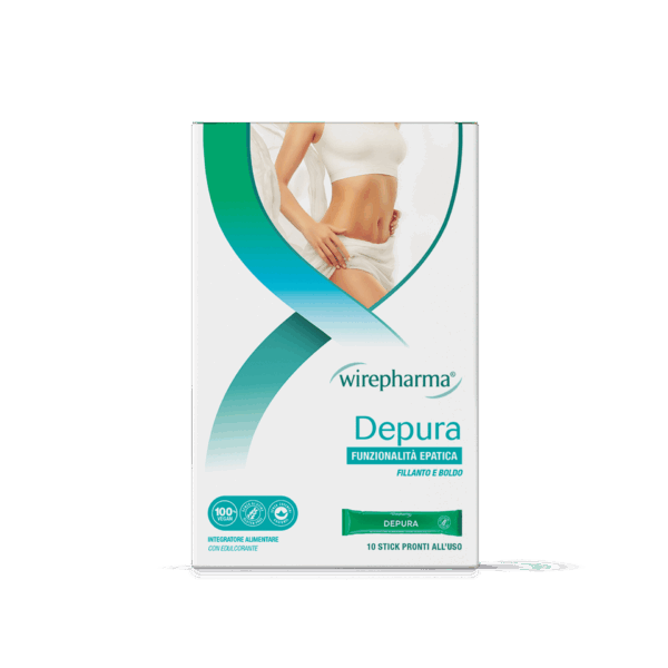 WIREPHARMA DEPURA INTEGRATORE ALIMENTARE PER LA FUNZIONALITÀ EPATICA CON FILLANTO E BOLDO 10 STICK 100 ML.