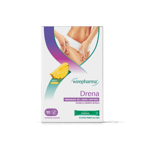 WIREPHARMA DRENA GUSTO ANANAS INTEGRATORE ALIMENTARE PER IL DRENAGGIO DEI LIQUIDI CORPOREI 10 STICK 150 ML.