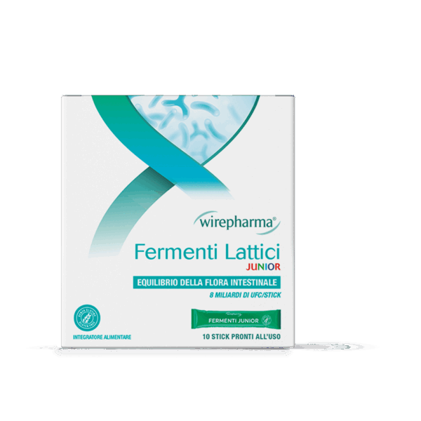 WIREPHARMA FERMENTI LATTICI JUNIOR INTEGRATORE ALIMENTARE 8 MILIARDI DI UFC/STICK 10 STICK 12 GR.